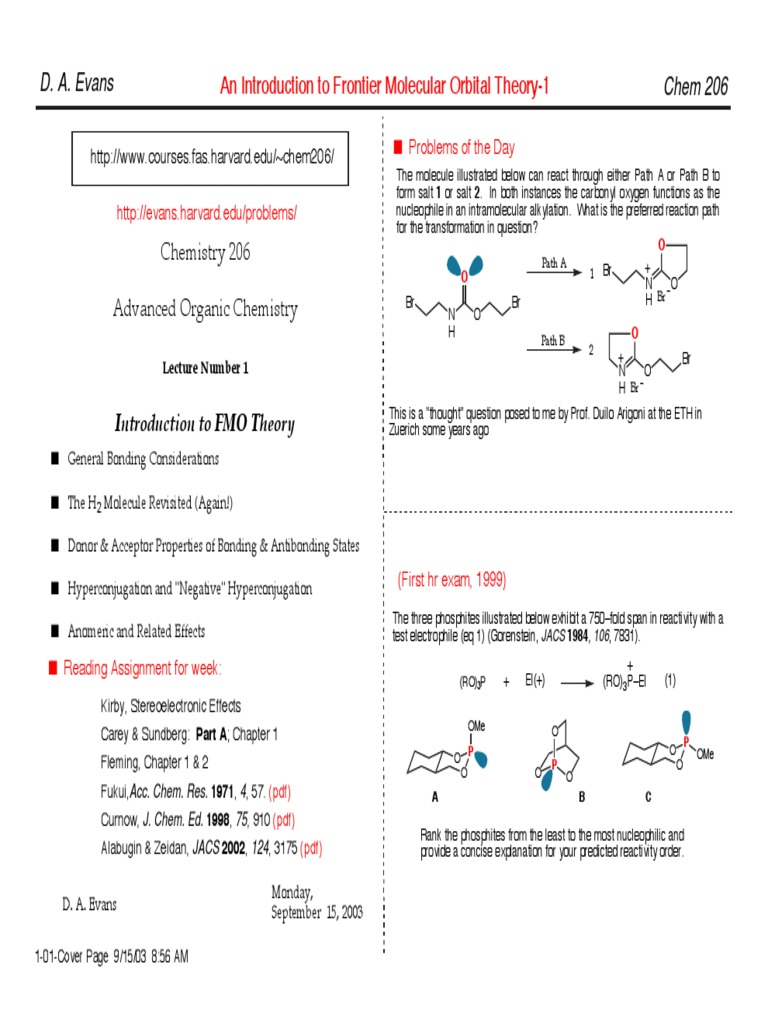 Chemistry - Harvard's Advanced Organic Chemistry 2003, PDF, Molecular  Orbital