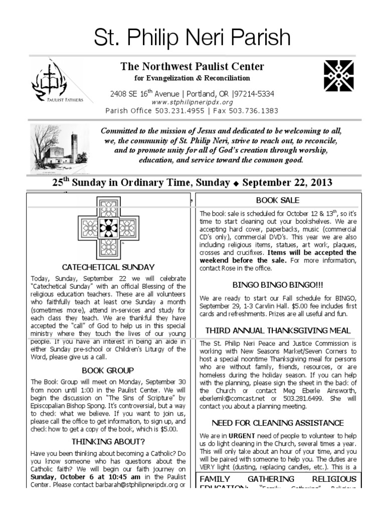 St. Philip Neri Parish The Northwest Paulist Center PDF Pope