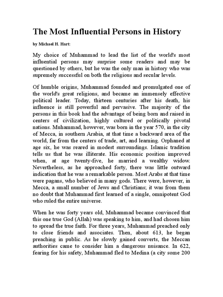The Most Influential Persons in History | PDF | Muslim | Muhammad