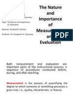 The Nature of Measurement and Evaluation