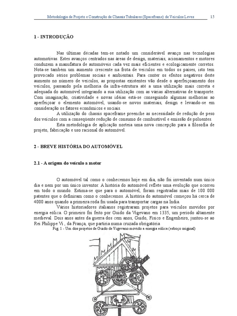Metodologia de Projeto e Construção de Chassis Tubulares (Spaceframe) de  Veículos Leves | PDF | Carro | Poluição do ar