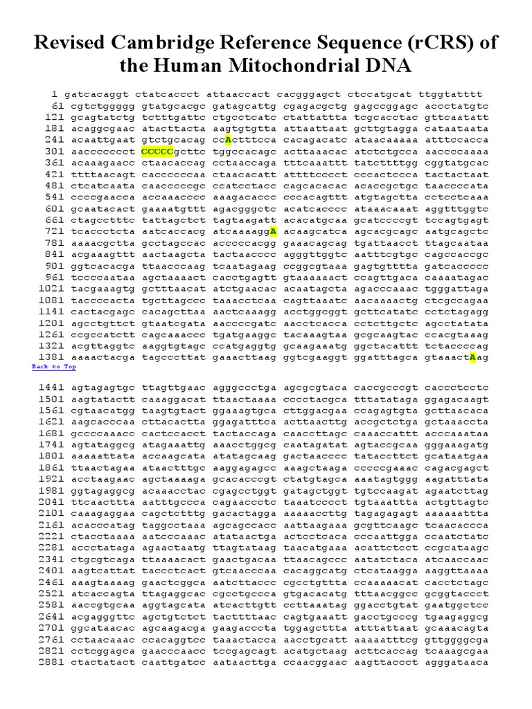 Revised Cambridge Reference Sequence | PDF | Macromolecules ...