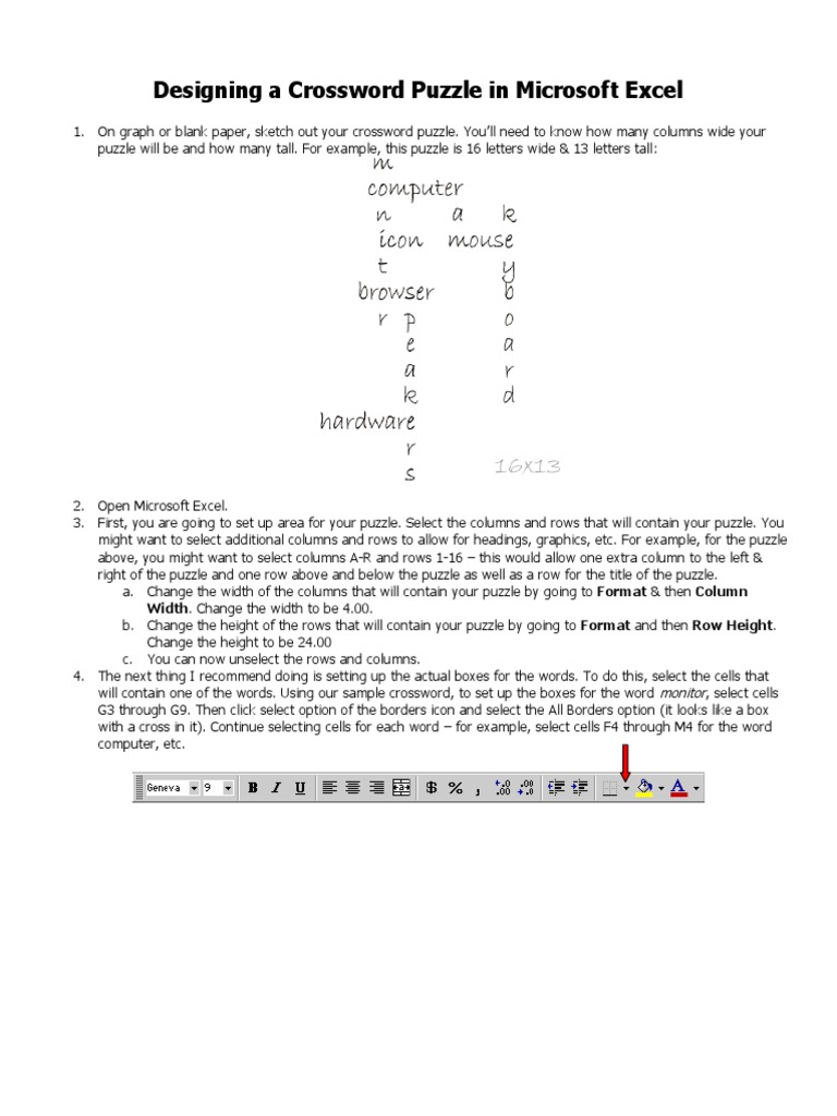 Microsoft Excel Crossword Puzzle | PDF | Crossword | Input/Output