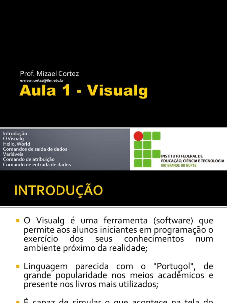 Aula1 Visualg | PDF | Média | Algoritmos