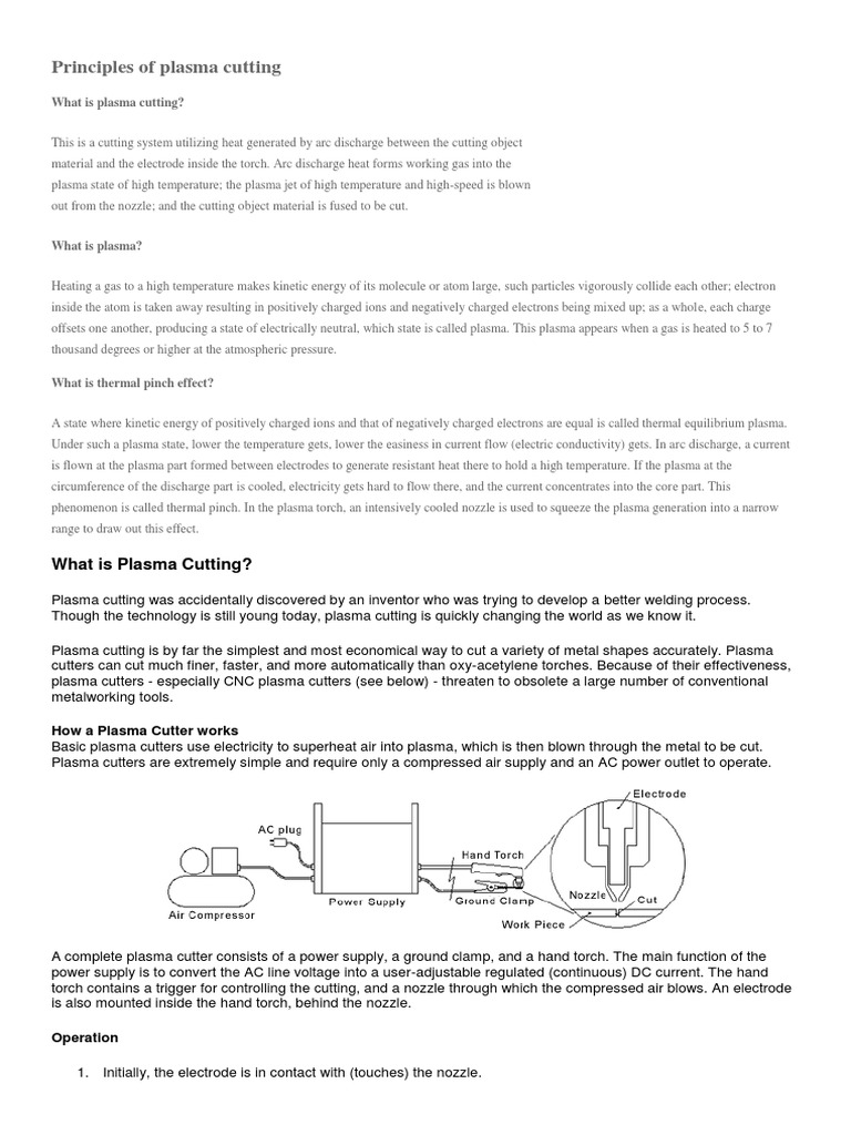 Principles of Plasma Cutting PDF Plasma (Physics) Electric Arc