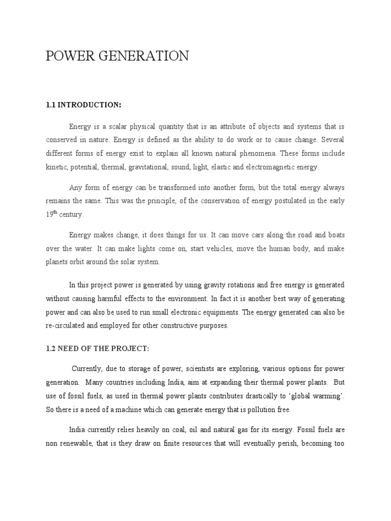 Power Generation PDF Electric Motor Electricity Generation
