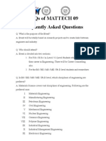 FAQs of MATTECH 09