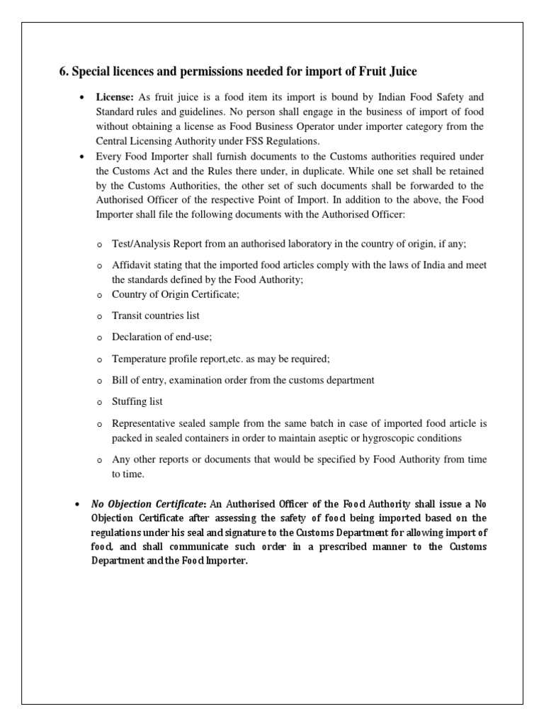 Extra Licenses To Import Fruit Juice PDF