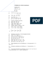 9 Exercícios sobre Multiplicação e divisão de polinomios