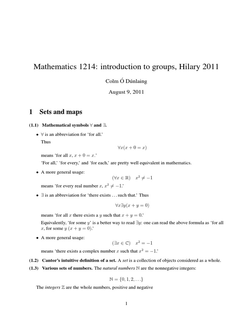 Jf Group Theory Colm O Dunlaing S Notes Permutation Matrix Mathematics