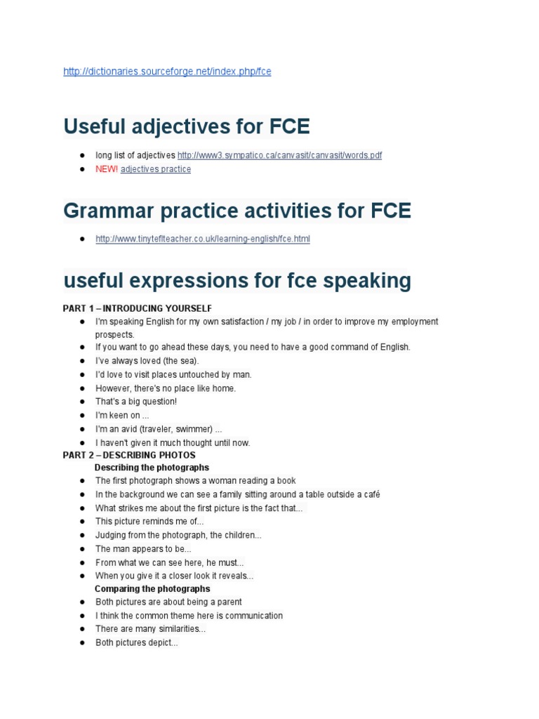 Fce Speaking Expressions | PDF | English Language
