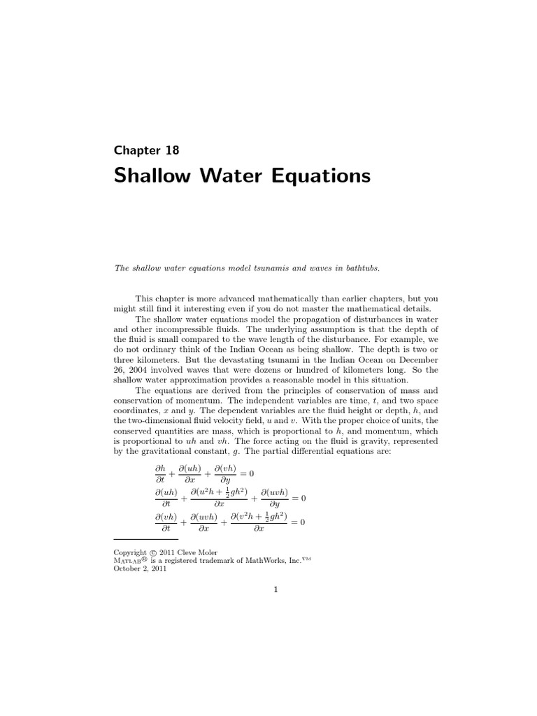 The Shallow Water Equations Model Tsunamis and Waves in Bathtubs | PDF ...