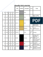 Luftwaffe RLM Colorlist: RLM FS 595b HEX Sample Description Circa Usage