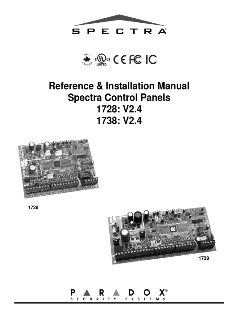 Reference & Installation Manual Spectra Control Panels 1728: V2.4 1738 ...