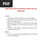 GSM Based Smart Information System for Lost ATM Cards