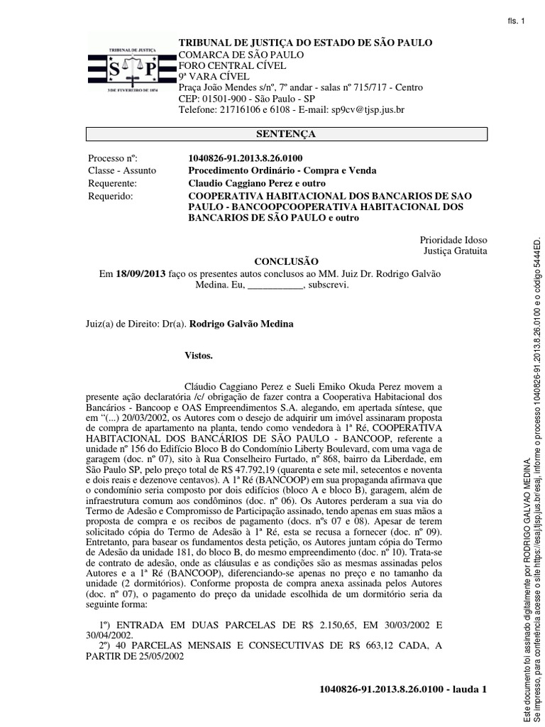 Bancoop e Oas Liberty - ESCRITURAR | PDF | Julgamentos | Cooperativa