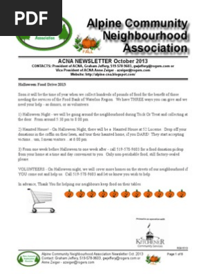ACNA October 2013 Newsletter