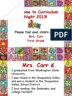 Welcome To Curriculum Night 2013