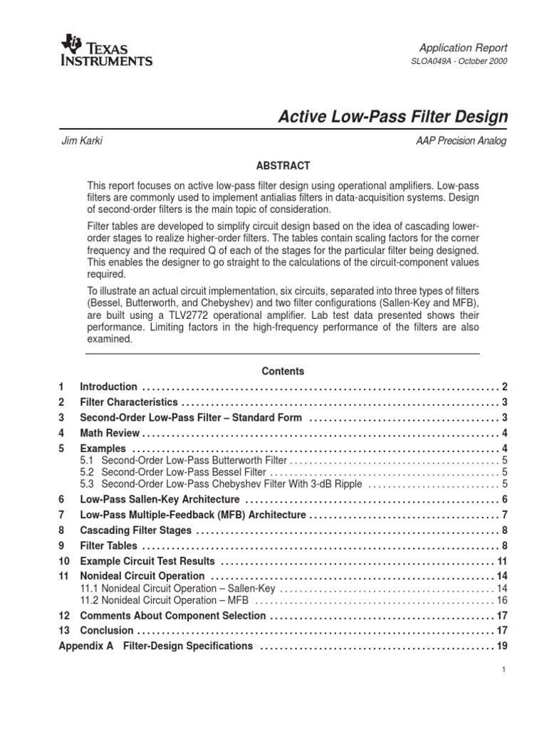 Active Low-Pass Filter Design | PDF