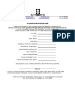 Auto Sys: Academic Qualification Form