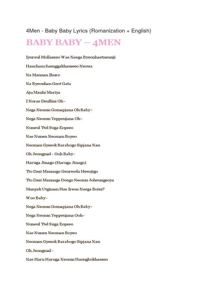 4men Baby Baby Lyrics