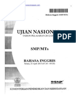 Naskah Soal UN Bahasa Inggris SMP 2013 Paket 1 (Edit Gelap) PDF