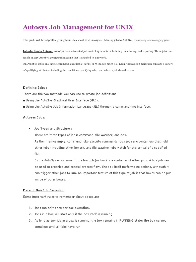 Autosys Job Management For UNIX | PDF | Regular Expression | String ...