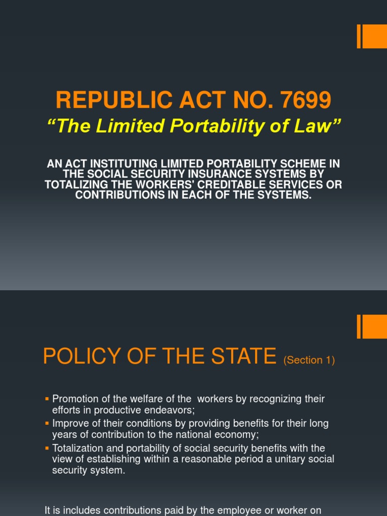 RA 7699 Portability | PDF | Pension | Welfare