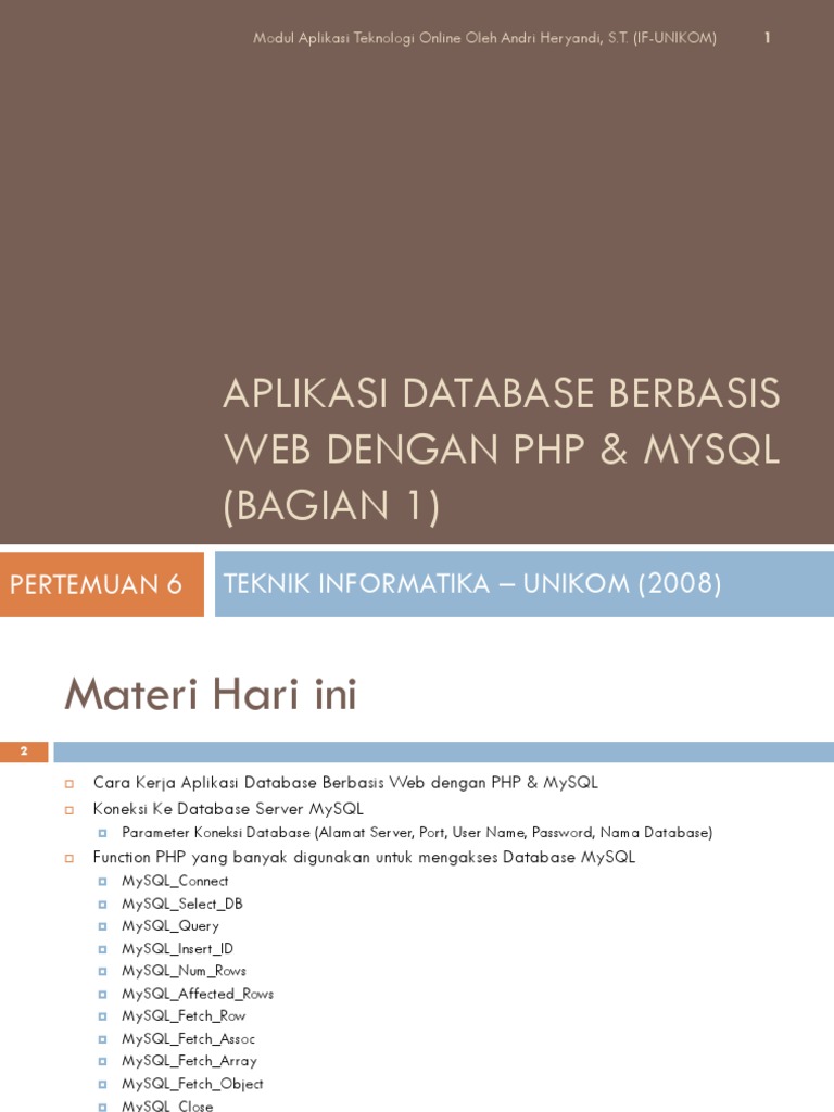 Aplikasi Database PHP & MySQL | PDF
