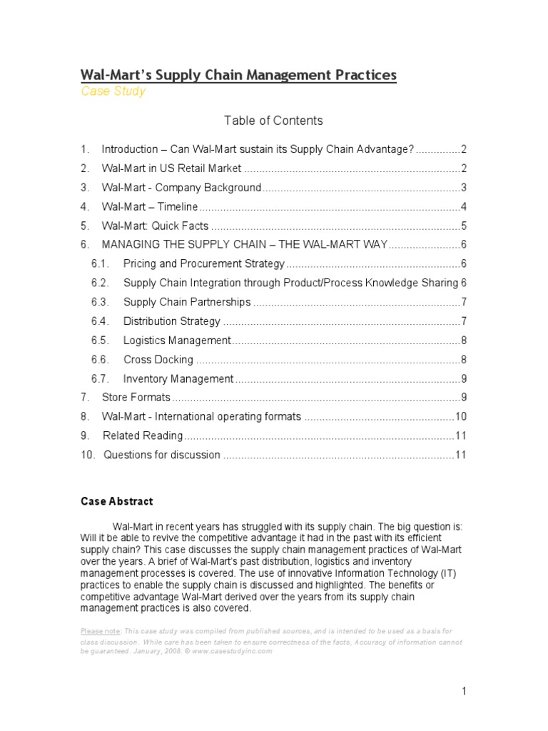 Walmart Supply Chain Management PDF Walmart Retail