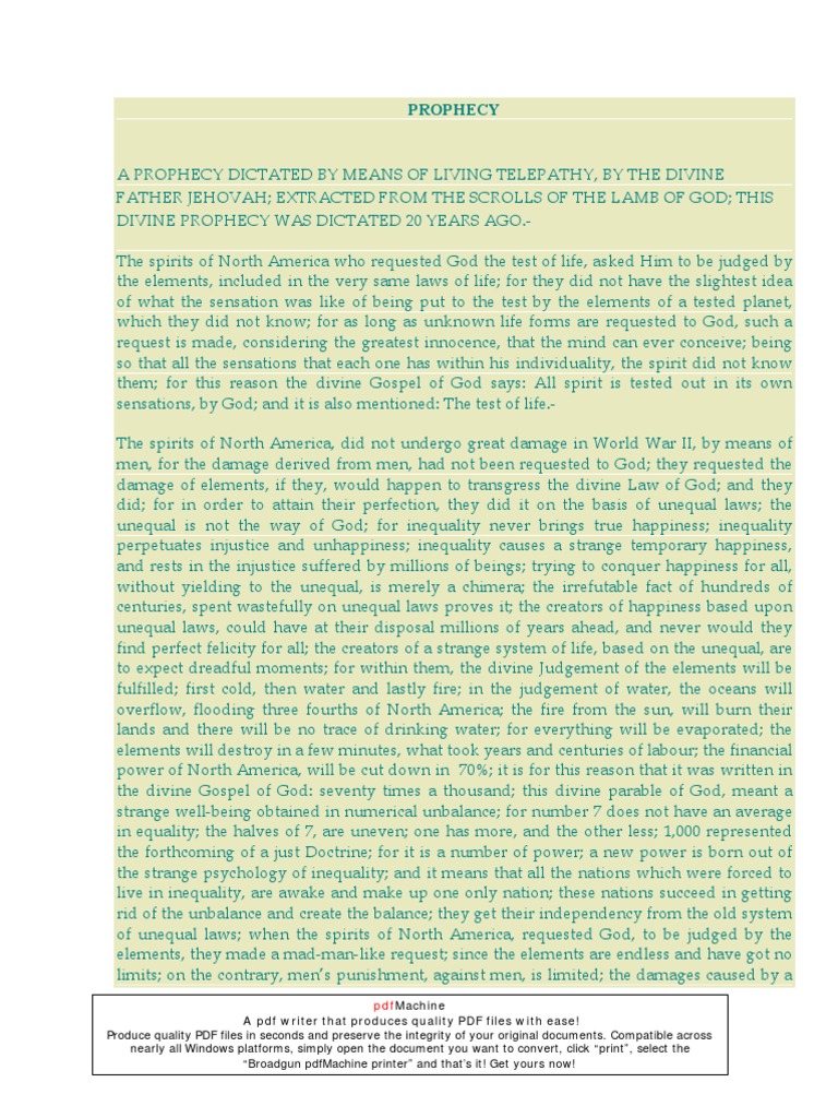 Divine Prophecy of North America's Judgment | PDF | Prophecy | God