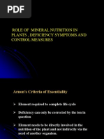 Role of Mineral Nutrition in Plants, Deficiency Symptoms and Control Measures