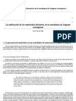 Mendoza Fillola (2008) materiales literarios en la enseñanza de lenguas