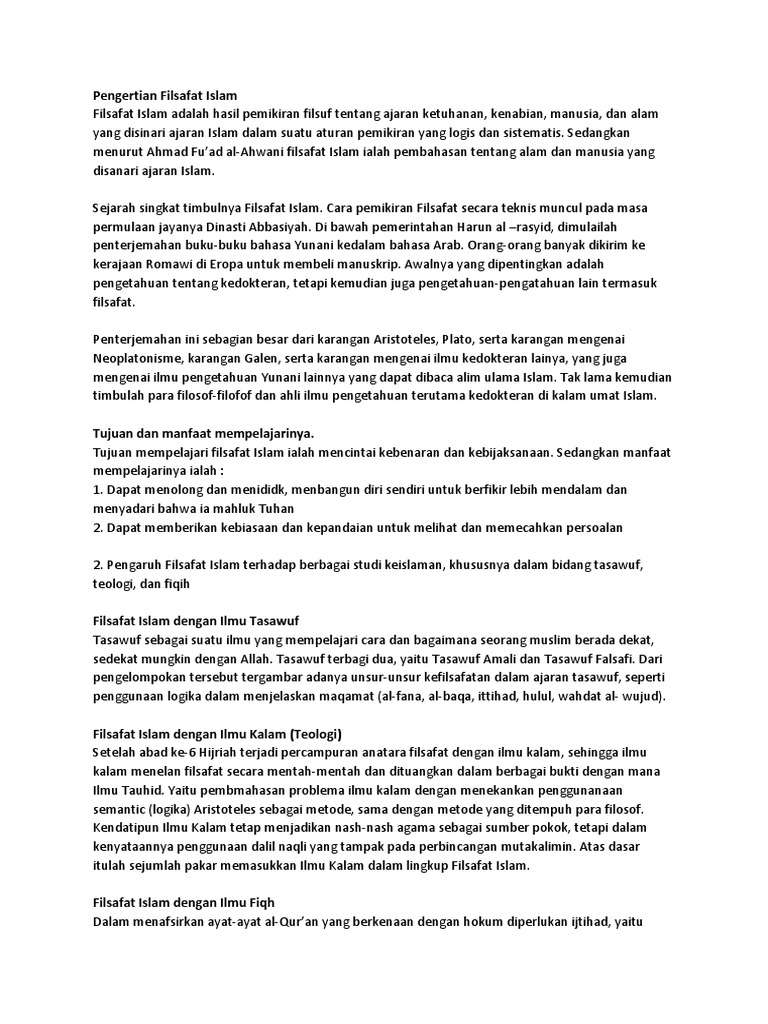 Pengertian Filsafat Islam