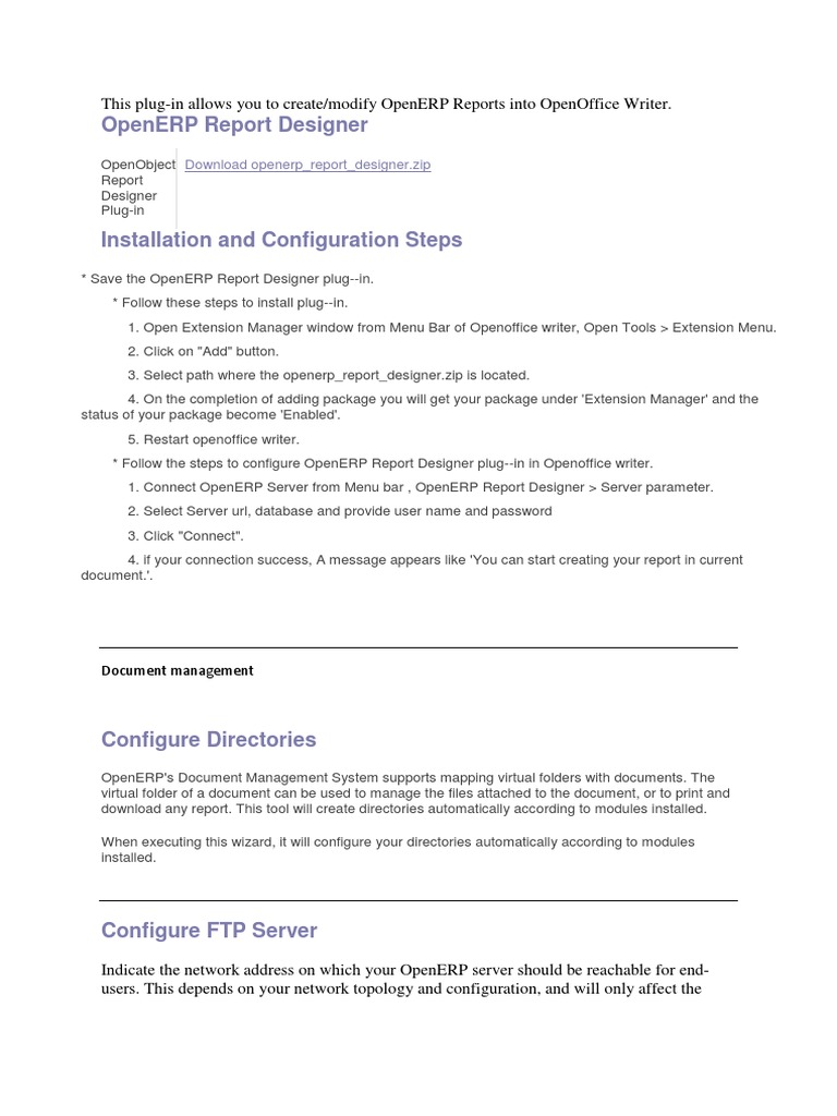 OpenERP Report Designer Installation Guide | PDF | Plug In (Computing ...