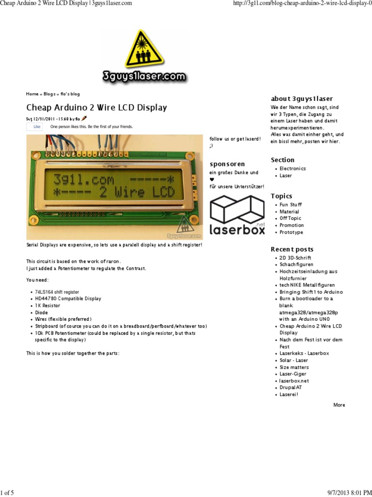 Arduino 2-Wire LCD Display Tutorial | PDF | Arduino | Integer (Computer ...