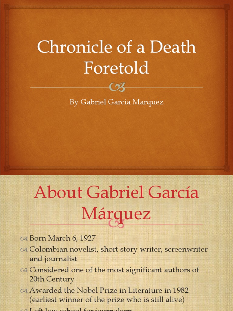 A Chronicle Of A Death Foretold Summary Chronicle of a Death Foretold | Gabriel García Márquez | Novels | Free