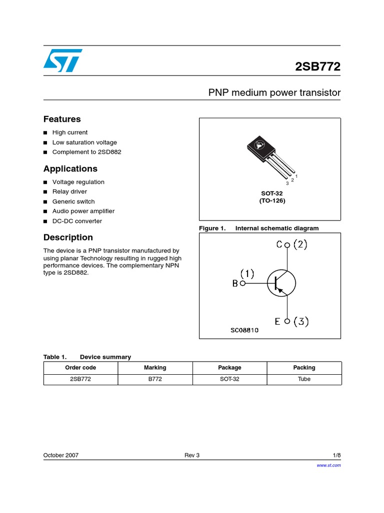 50 Pairs (100 Pcs) 2SB772-P / 2SD882-P Power Transistors - B772P / D882P