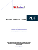 ICSE 2009: English Paper 1 (English Language) : Answer Key / Correct Responses On