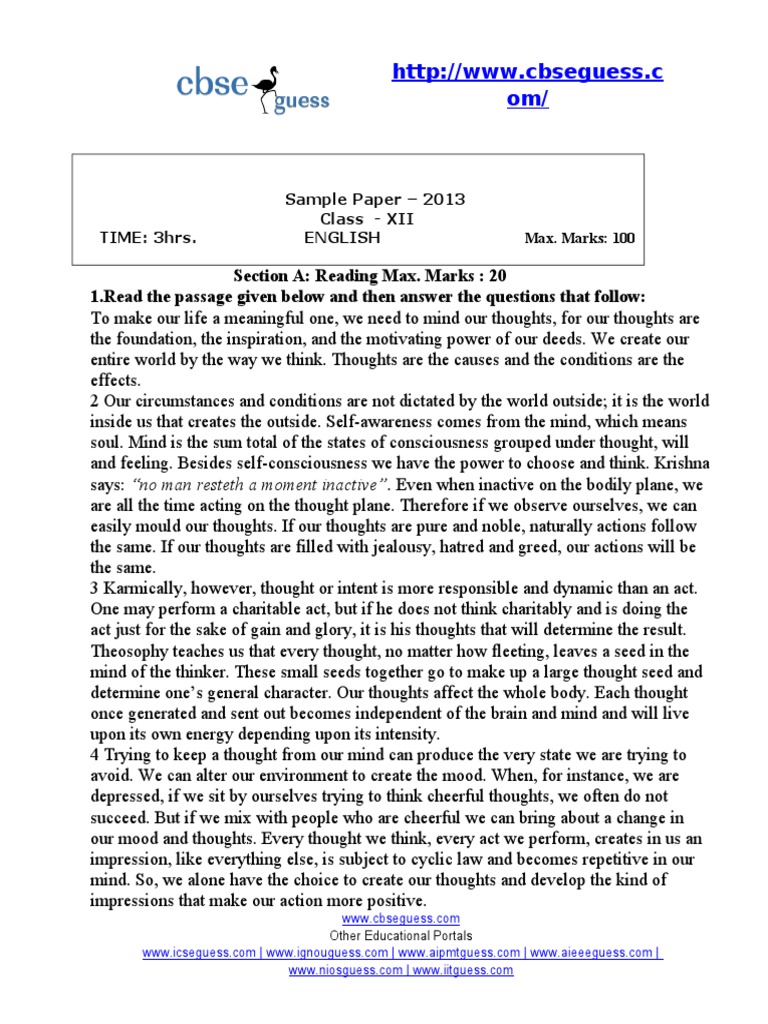 16783xii Module Test - 1 (Board) | PDF | Thought
