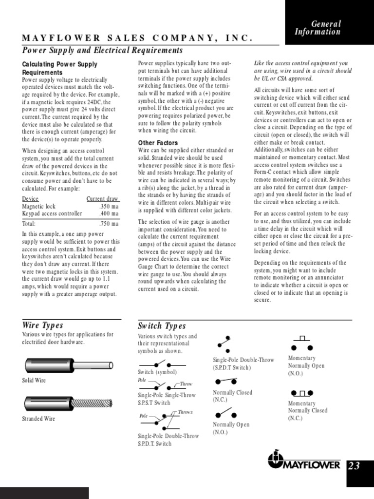 23-24 Wiring Info Maglock | PDF | Switch | Power Supply