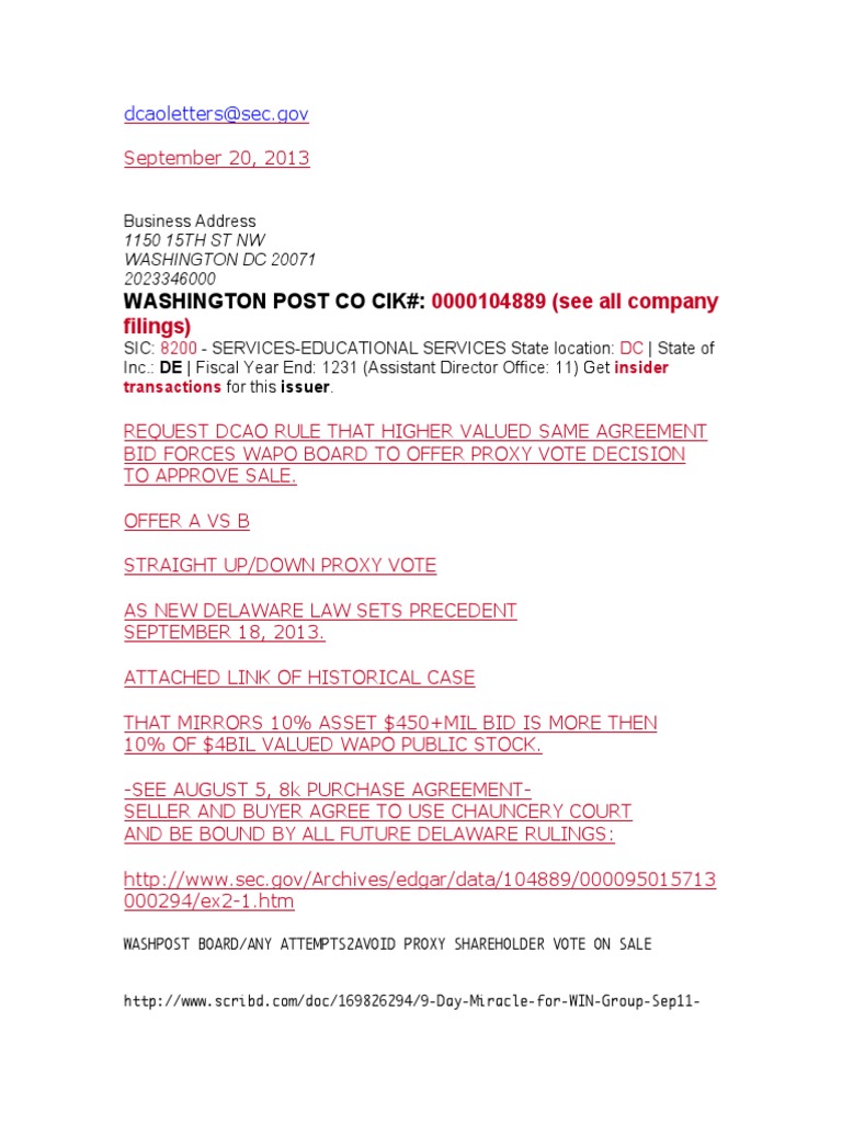 Win Letter To Sec Dcao, Sep 20, 2013, Requesting Enforcement of Proxy ...