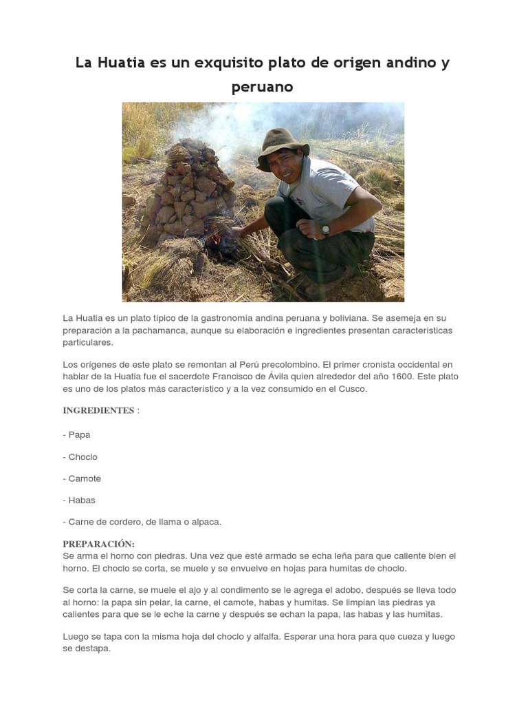 La Huatia Es Un Exquisito Plato de Origen Andino y Peruano | PDF