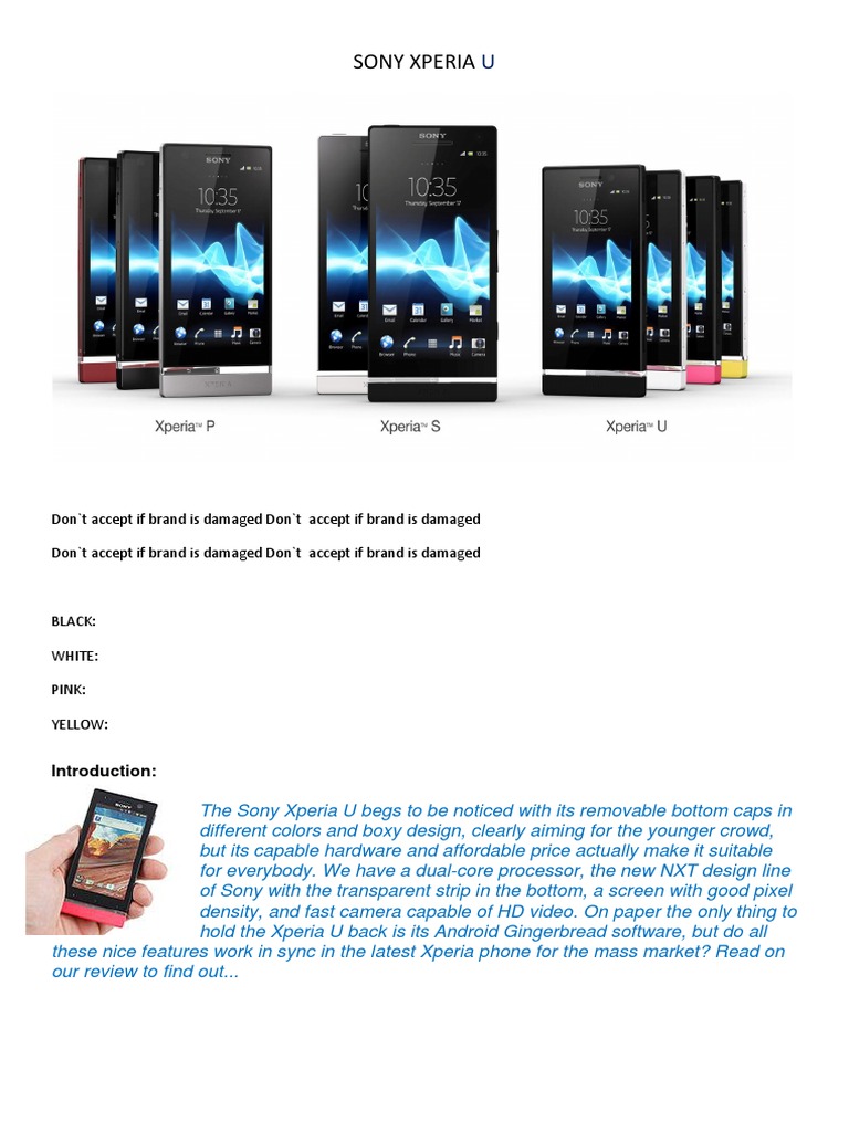 Sony Xperia U Review: Affordable Features | PDF | Games & Activities