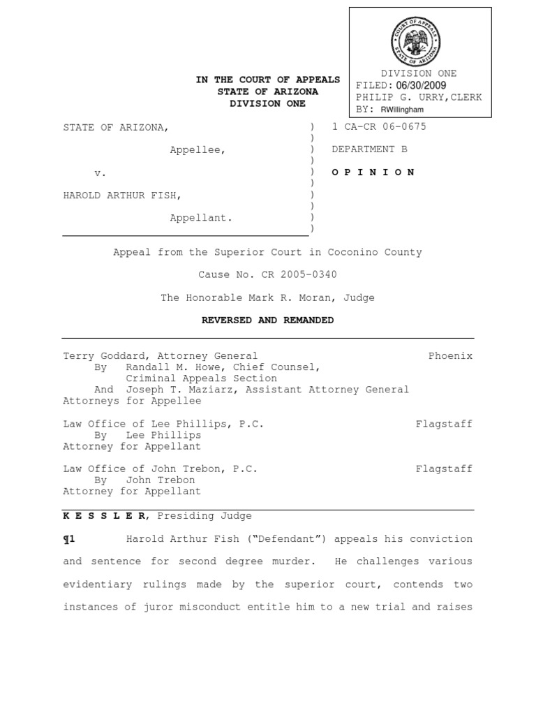 Harold Fish Murder Conviction Appeal | PDF | Evidence (Law) | Relevance ...