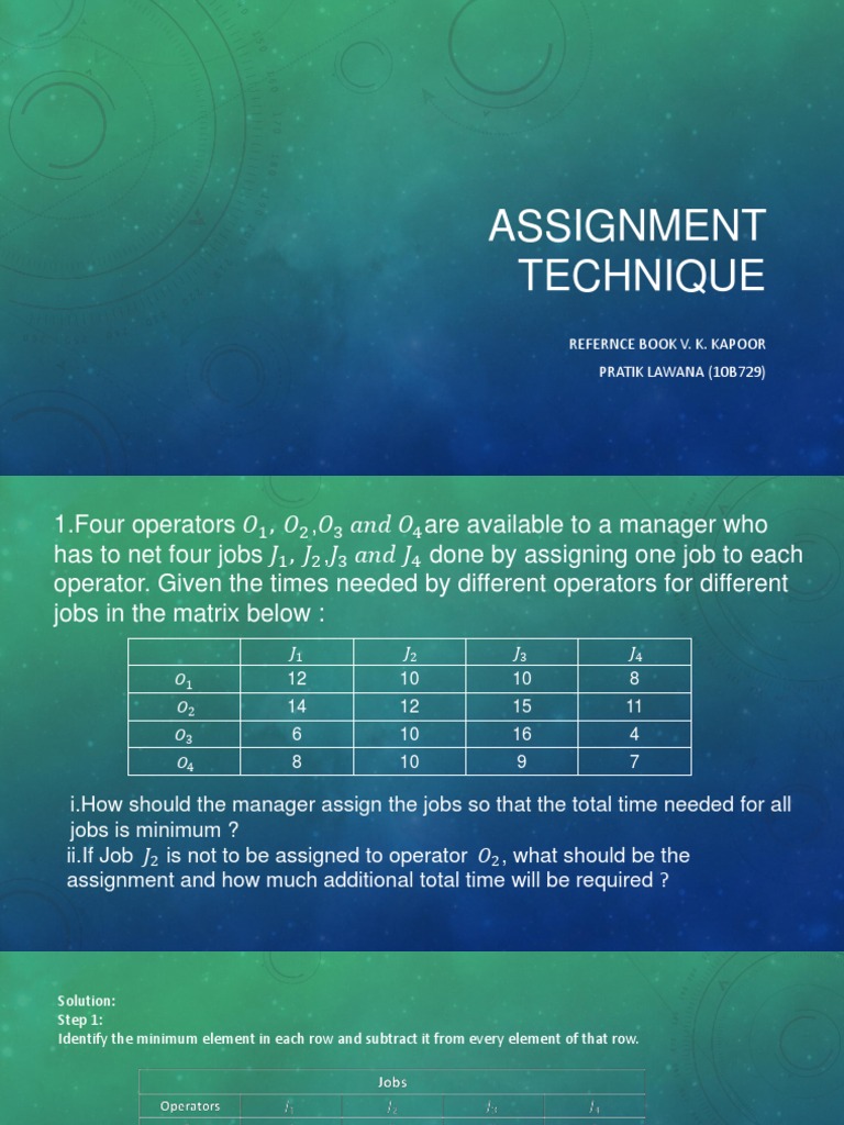 Job Assignment Optimization Techniques | PDF | Matrix (Mathematics ...