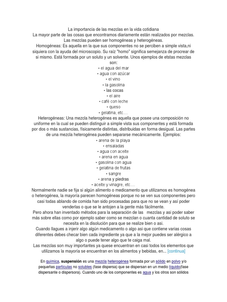 La Importancia de Las Mezclas en La Vida Cotidiana