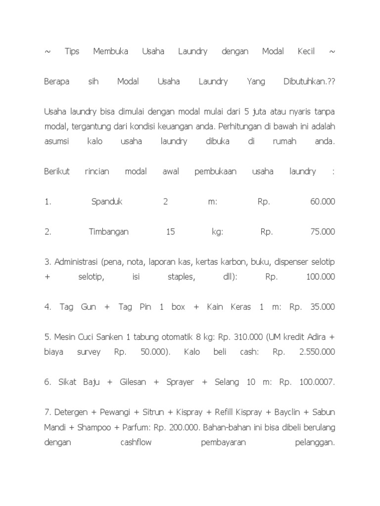 Makalah Usaha Laundry Praktis  Adi Suryanto