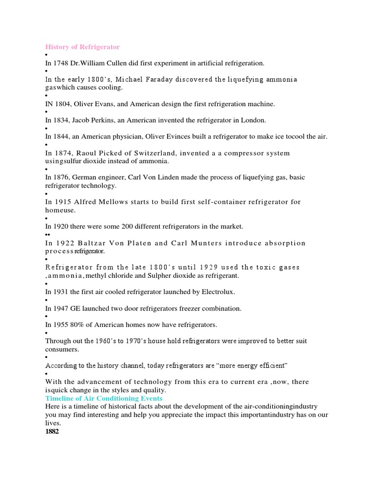 History of Refrigerator PDF Refrigerator Human Resource Management