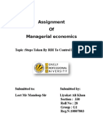 Assignment of Managerial Economics: Topic:Steps Taken by RBI To Control Inflation